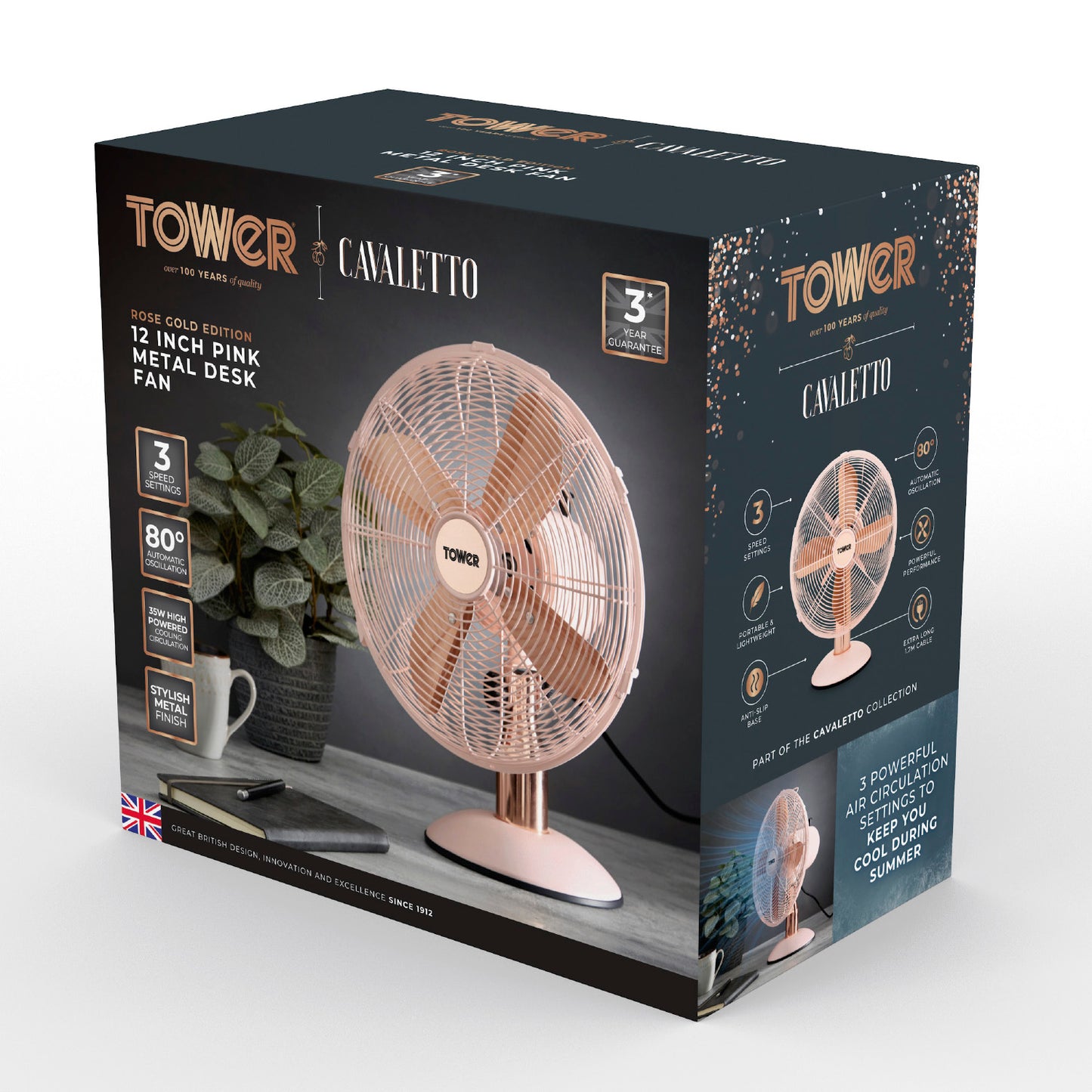 5056462328157 TOWER Cavaletto 12 Inch Metal Desk Fan T611000P Brambles Cookshop 8