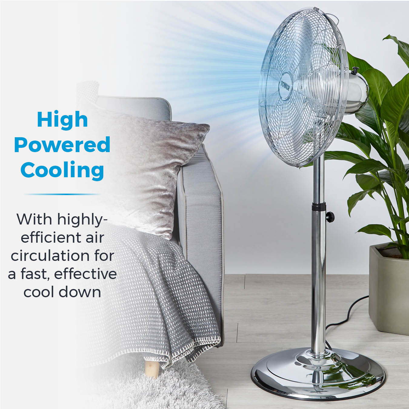 5056032995567 TOWER TOWER 16 Inch Metal Pedestal Fan T637000 Brambles Cookshop 3