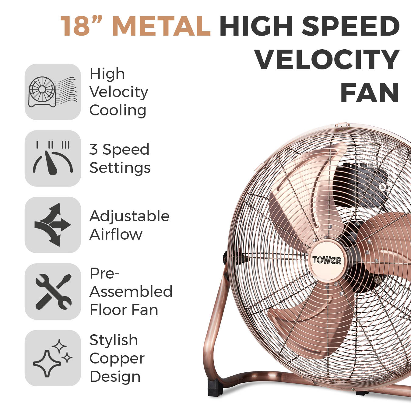5056032995840 TOWER 18 Inch Velocity Fan T662000C Brambles Cookshop 2