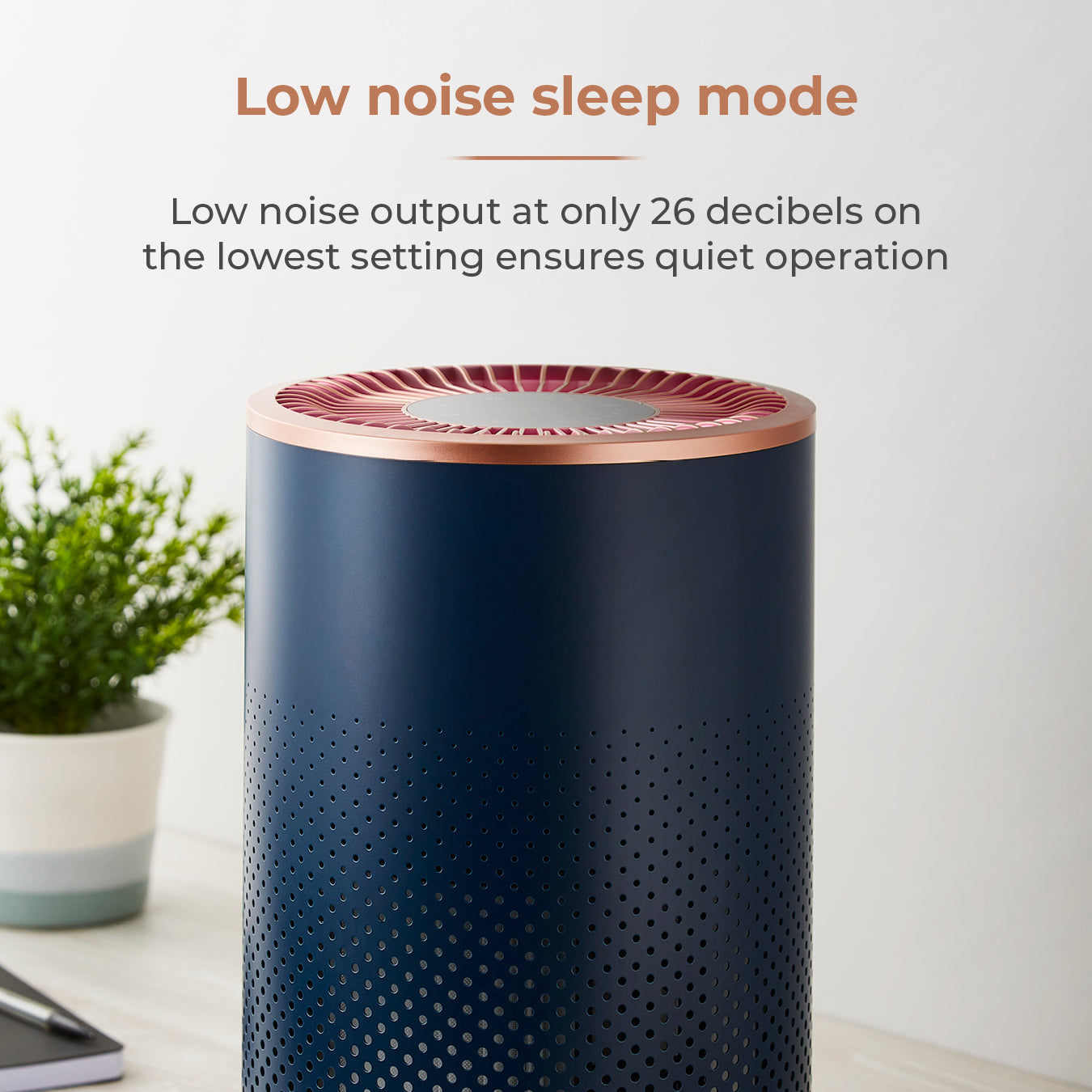 5056462337470 TOWER Desktop Air Purifier Blue and Roses Gold T673000BLG Brambles Cookshop 7