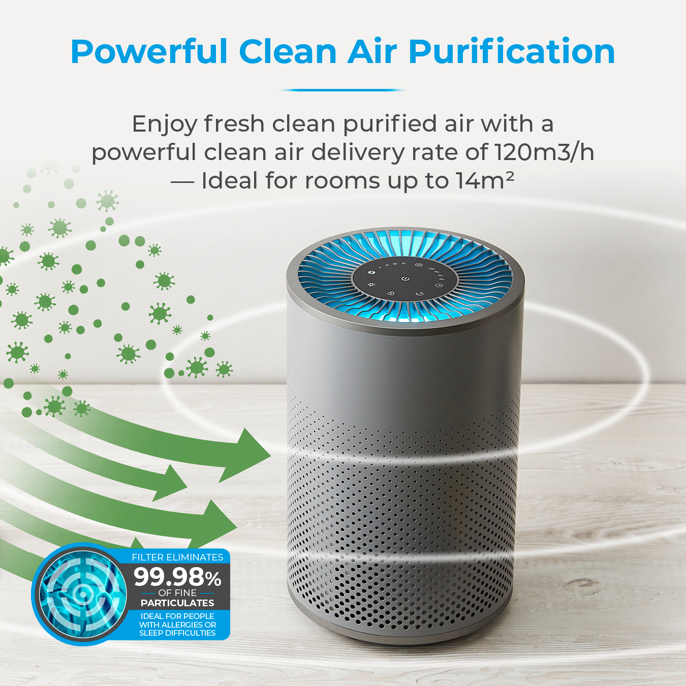5056462330365 TOWER Desktop Air Purifier Grey and Dark Grey T673000 Brambles Cookshop 3