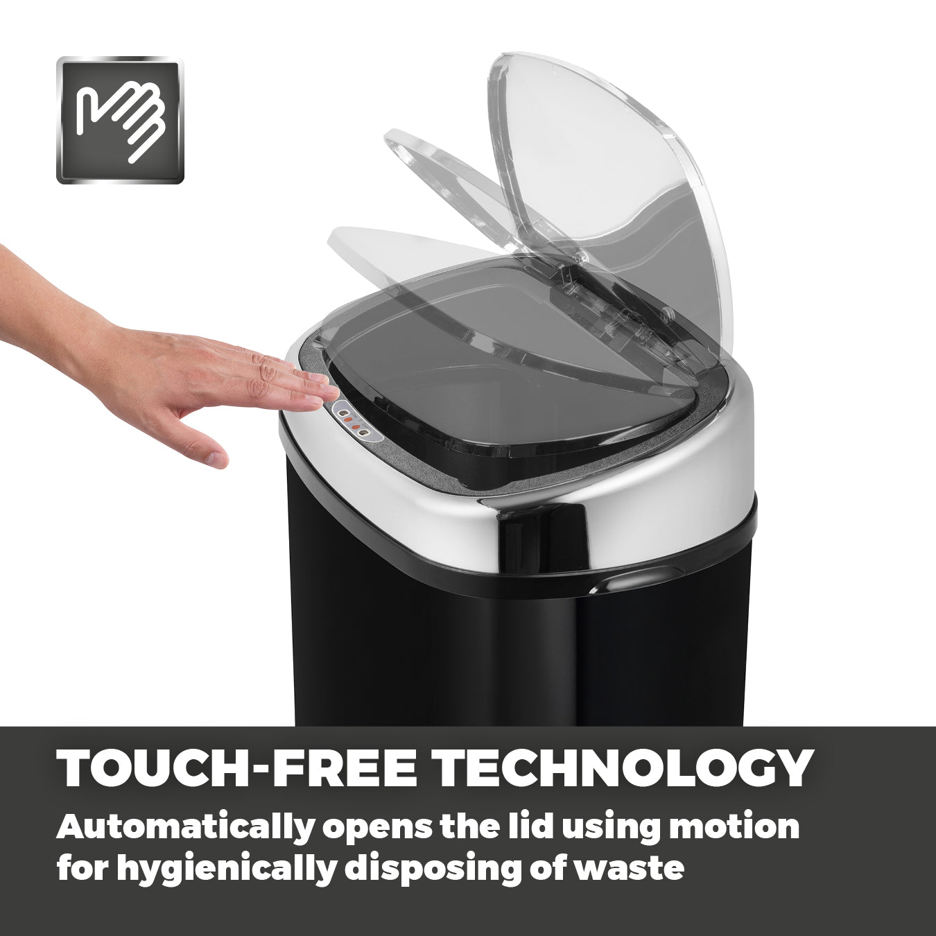 5055195881687 TOWER 58 Litre Stainless Steel Sensor Bin T80900 Brambles Cookshop 3