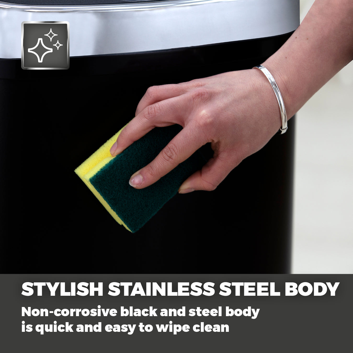 5055195881687 TOWER 58 Litre Stainless Steel Sensor Bin T80900 Brambles Cookshop 7