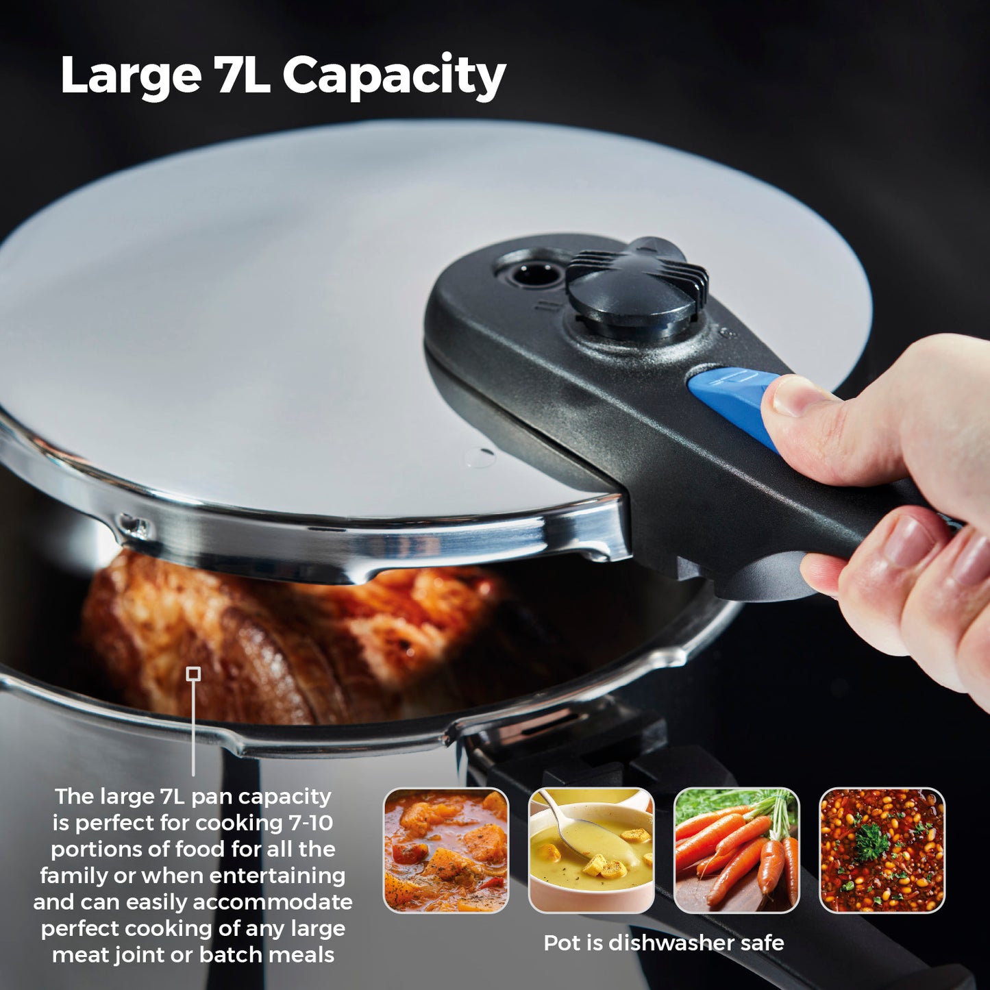 5056032970359 TOWER Express 7 Litre Stainless Steel Pressure Cooker T920004S7L Brambles Cookshop 5