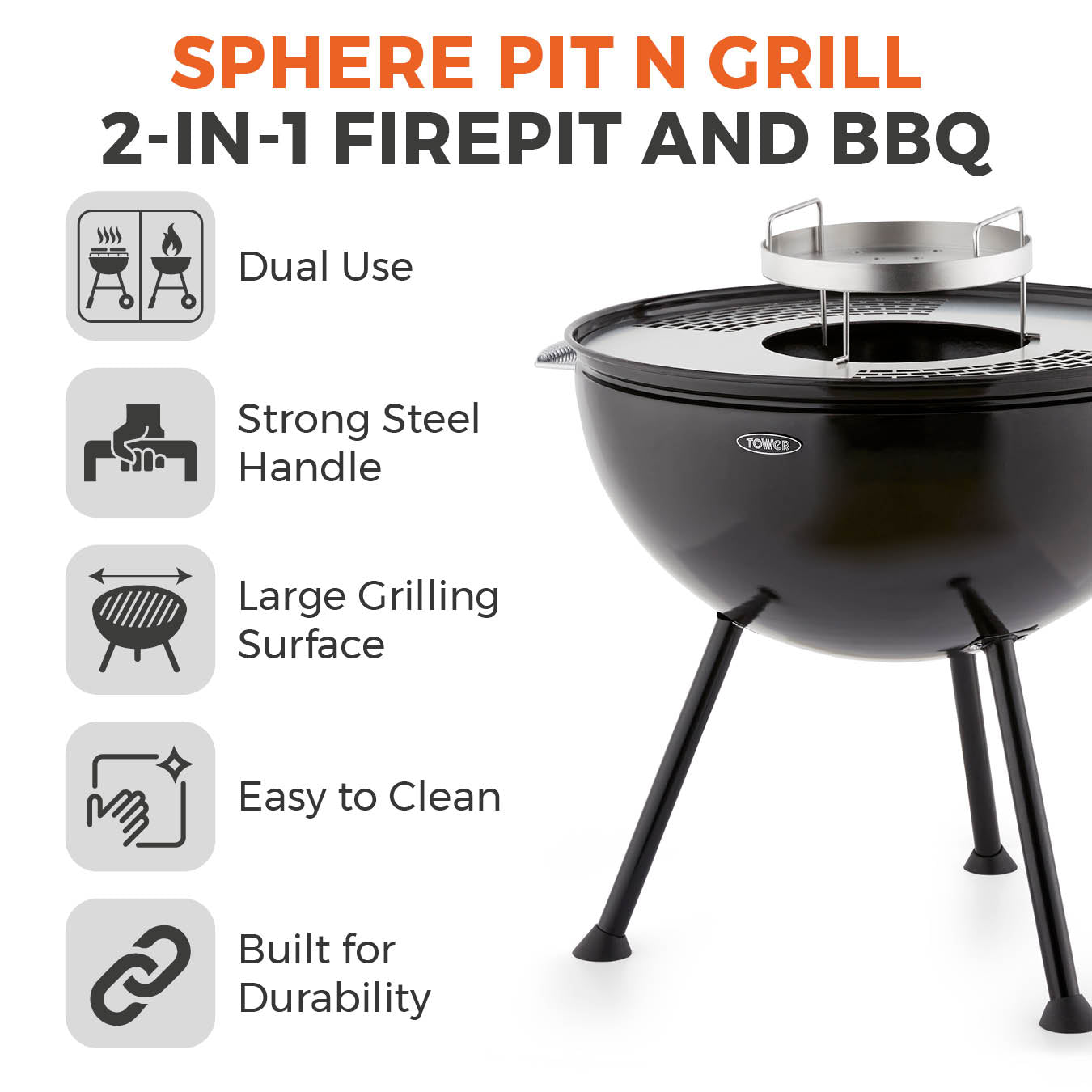 5056032996021 TOWER Sphere Pit n Grill T978512 Brambles Cookshop 2