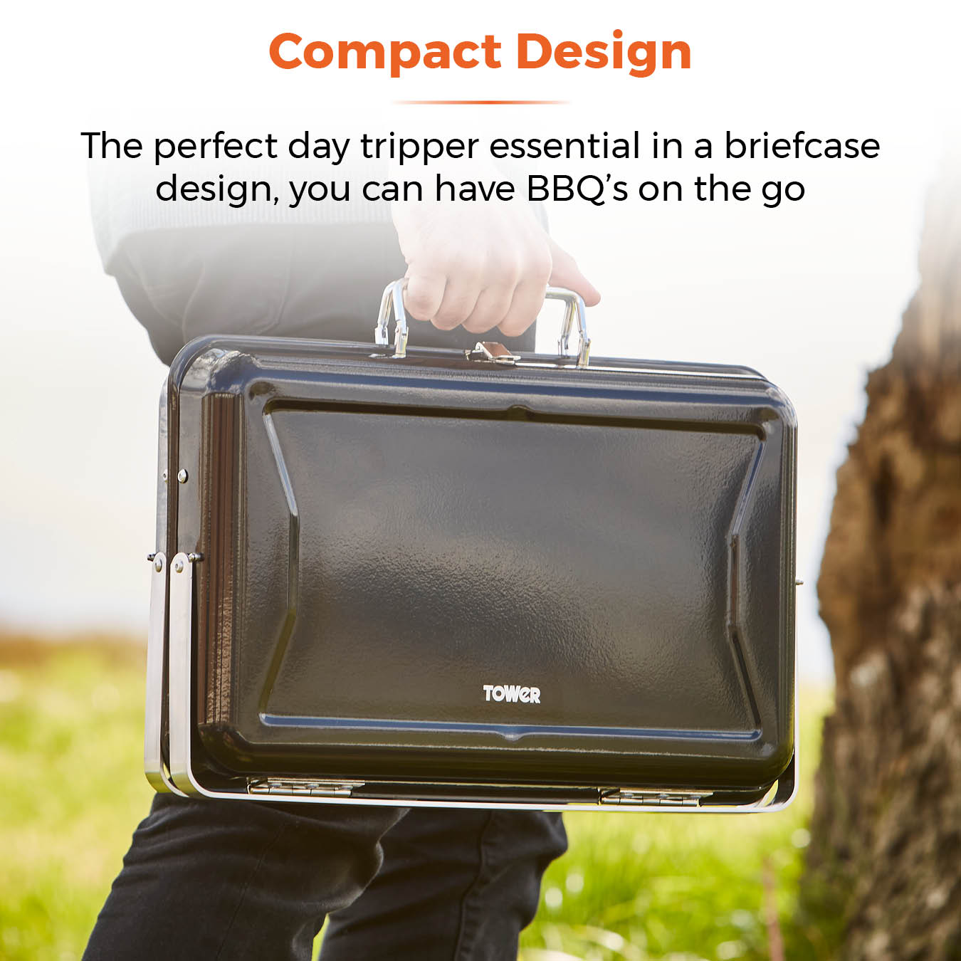 5056032996106 TOWER Day Tripper BBQ Portable Charcoal Barbecue - Black T978516BLK Brambles Cookshop 3