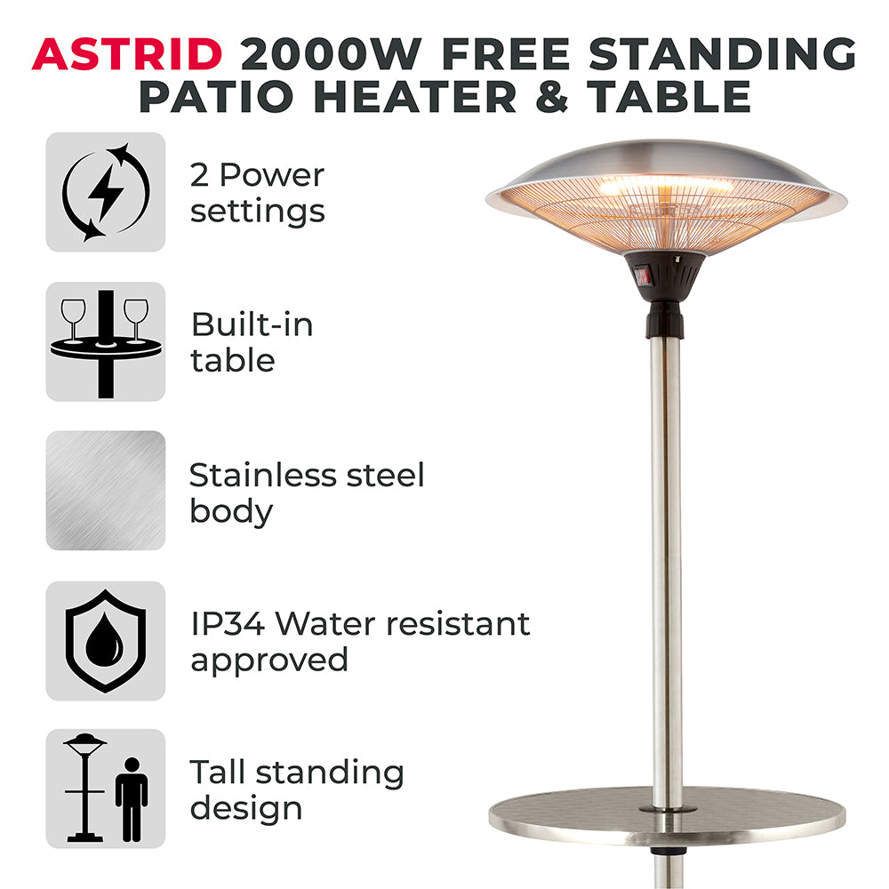 5056462307459 TOWER ASTRID 2KW Patio Heater Table T978521 Brambles Cookshop 2