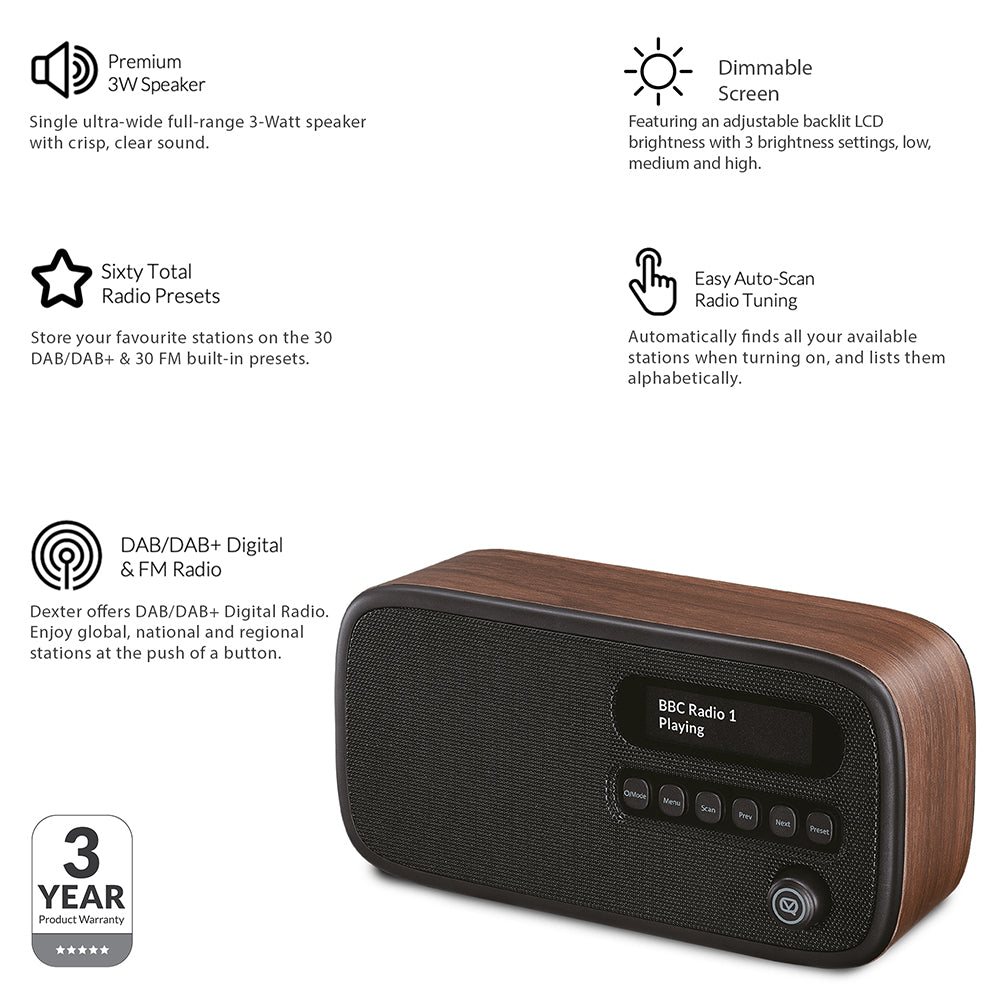 5060706032182 VQ Dexter DAB/FM Radio Walnut VQDEXTERWT Brambles Cookshop 8