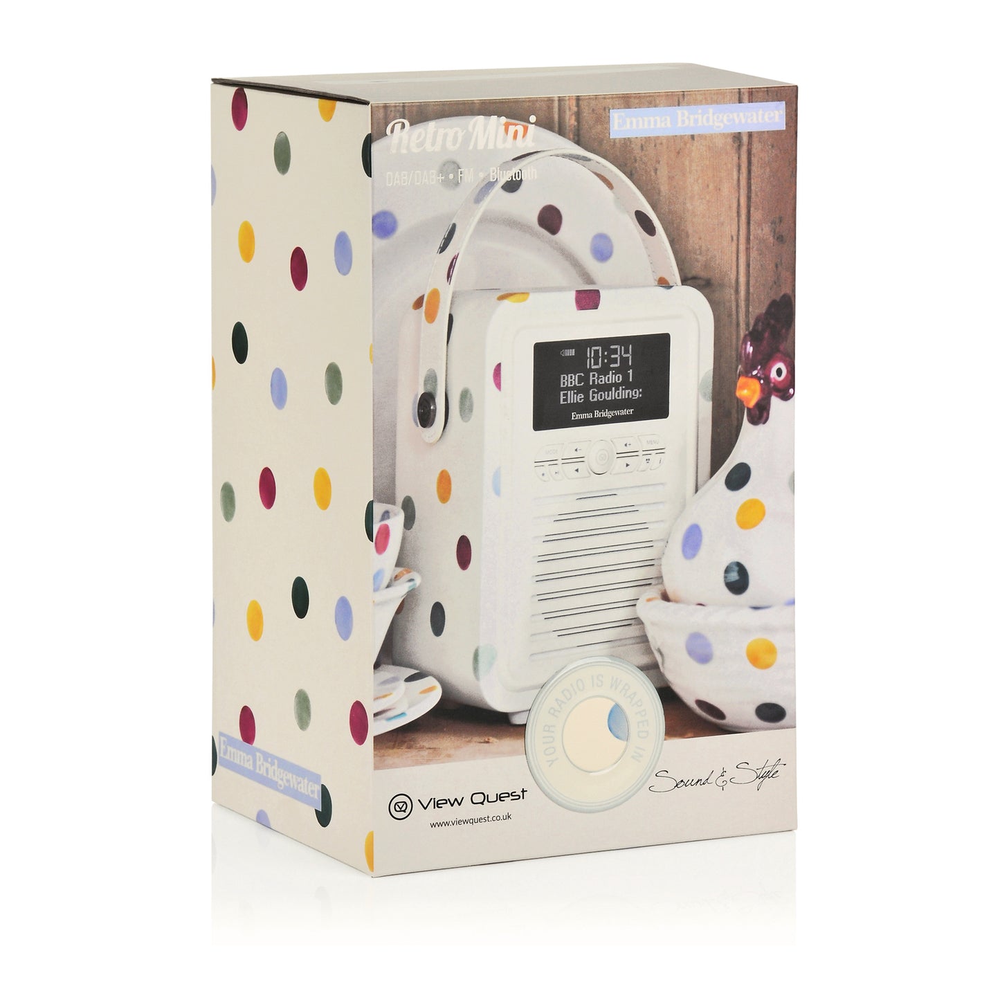 5060169713369 VQ Retro Mini DAB Radio Emma Bridgewater Polka Dot VQMINIEBPD Brambles Cookshop 6