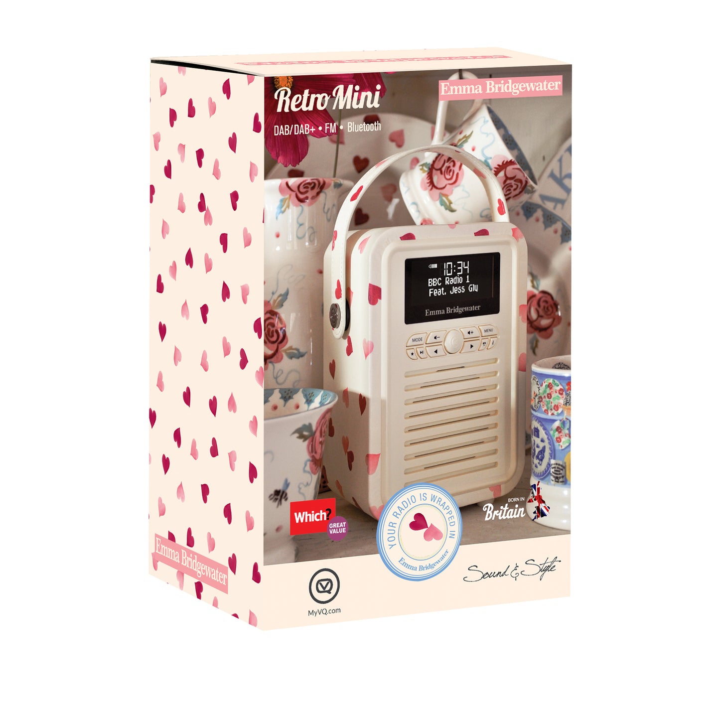 5060169715691 VQ Retro Mini DAB Radio Emma Bridgewater Pink Hearts VQMINIEBPH Brambles Cookshop 6
