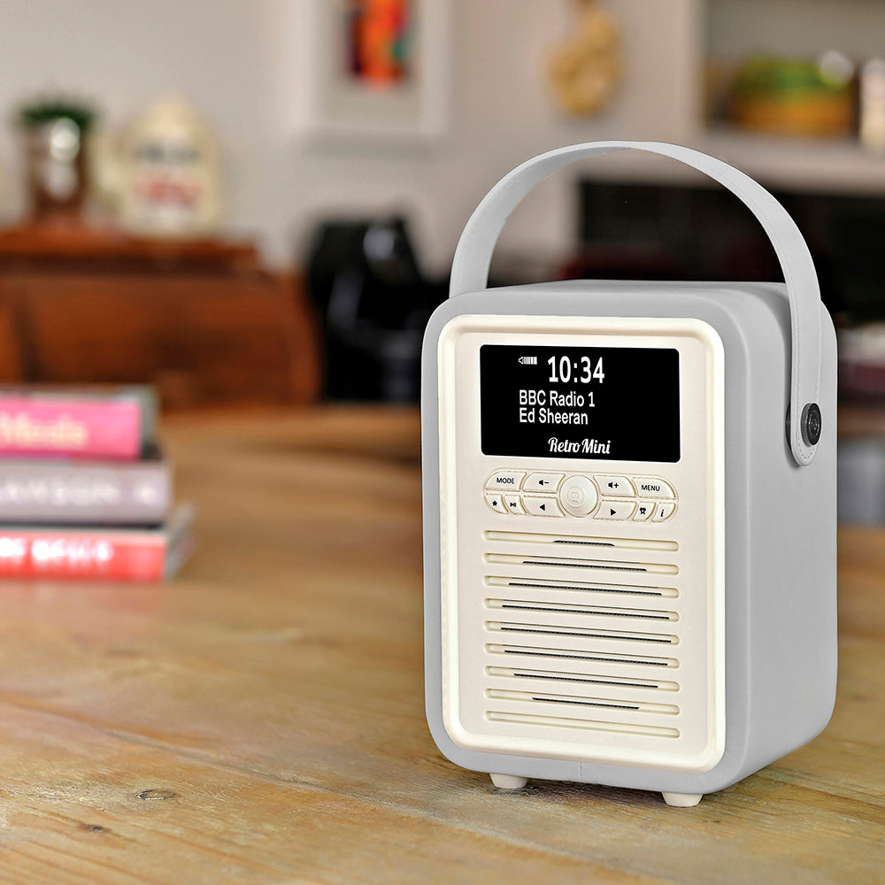 5060470531805 VQ Retro Mini DAB Radio Light Grey VQMINILG Brambles Cookshop 2