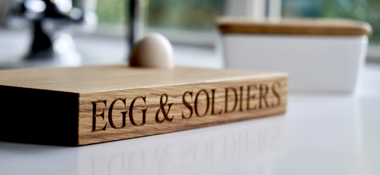 Personalised Oak Egg & Soldiers Board by Make Me Something Special (1 Egg)