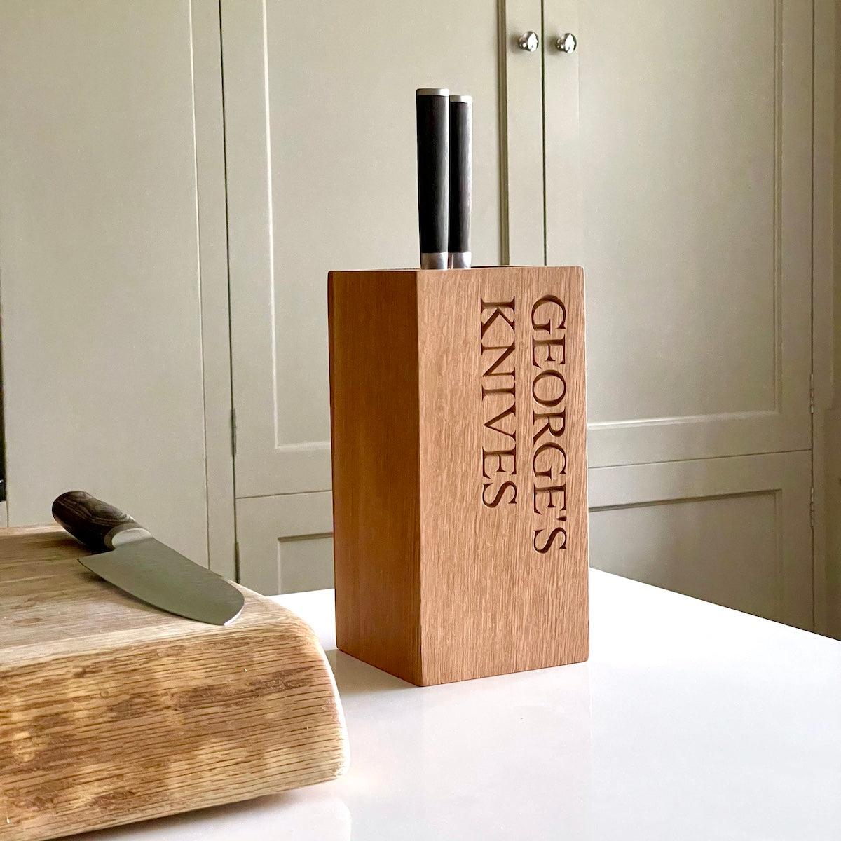 Personalised Oak Knife Holder by Make Me Something Special
