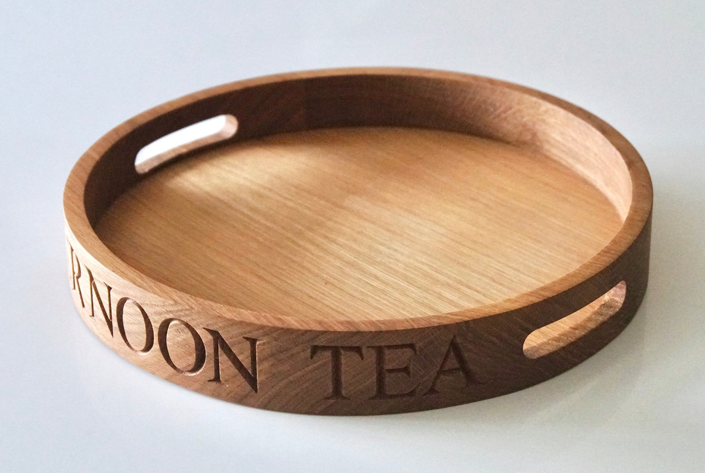 Personalised Round Oak Butlers Tray by Make Me Something Special