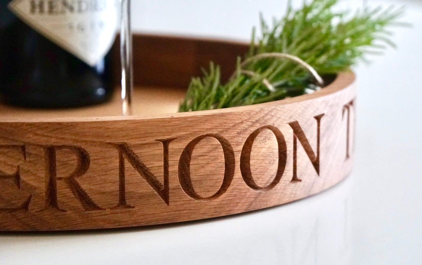 Personalised Round Oak Butlers Tray by Make Me Something Special