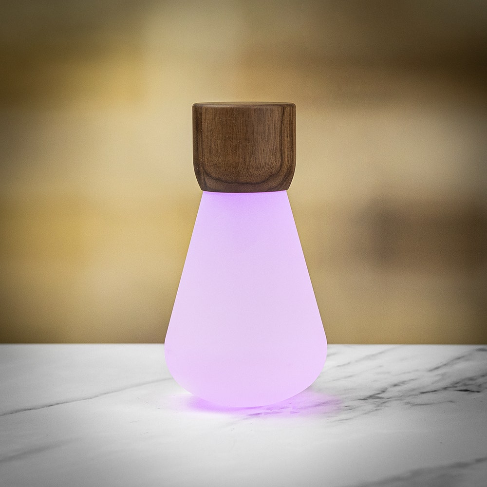 0703556205867 Pentagon Light bulb Lamp Large Natural Walnut Wood Gingko Design