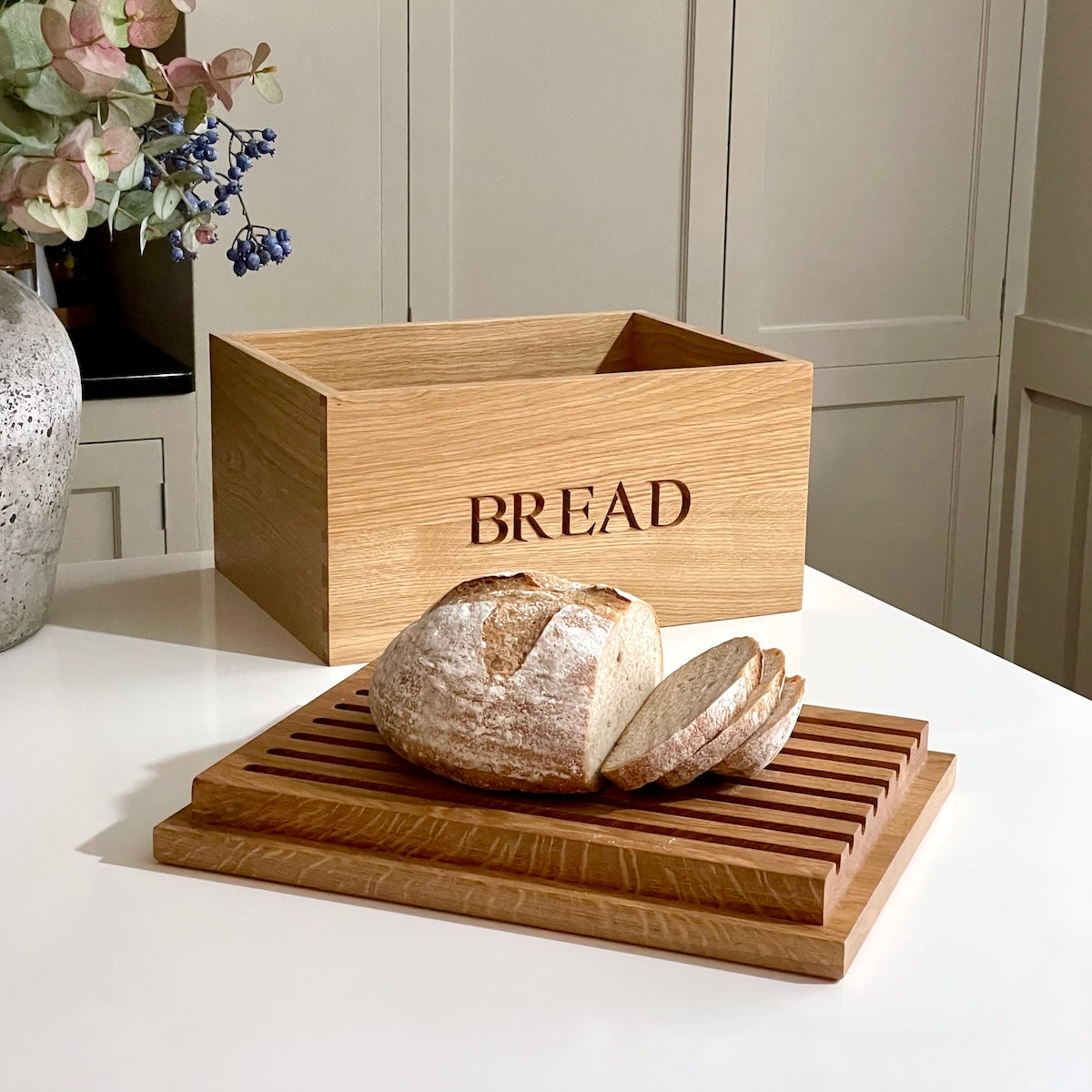 Engraved Wooden Bread Bin with Bread Board by Make Me Something Special