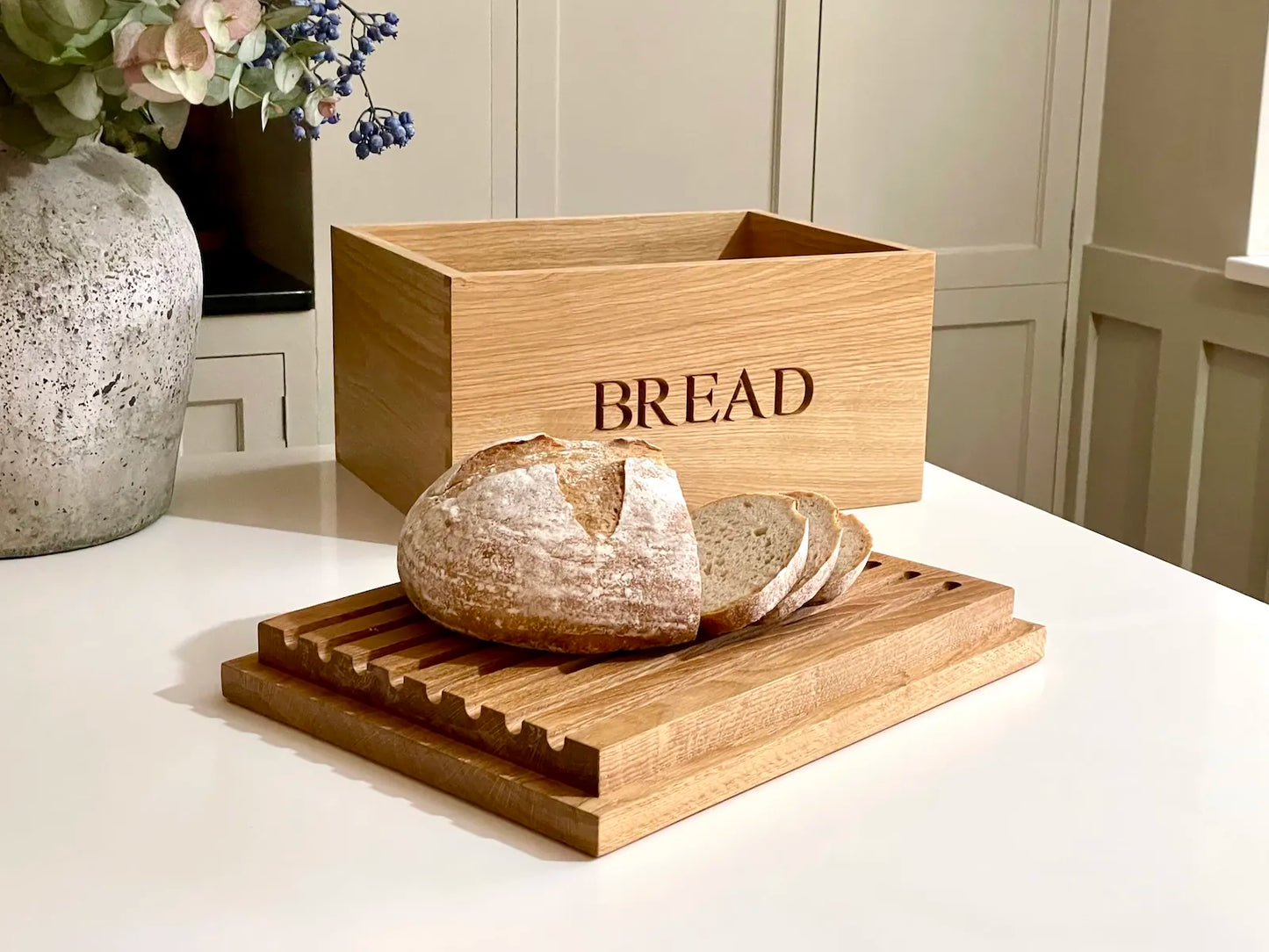 Engraved Wooden Bread Bin with Bread Board by Make Me Something Special