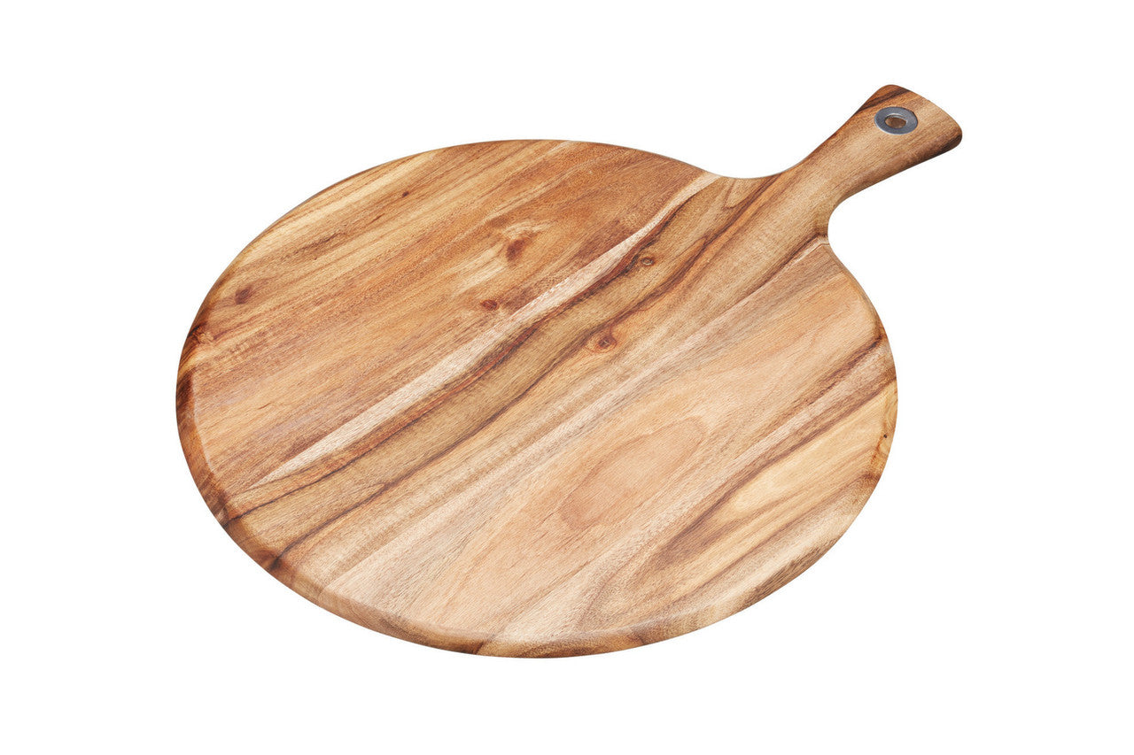 Natural Elements Acacia Wood Round Serving Paddle Board