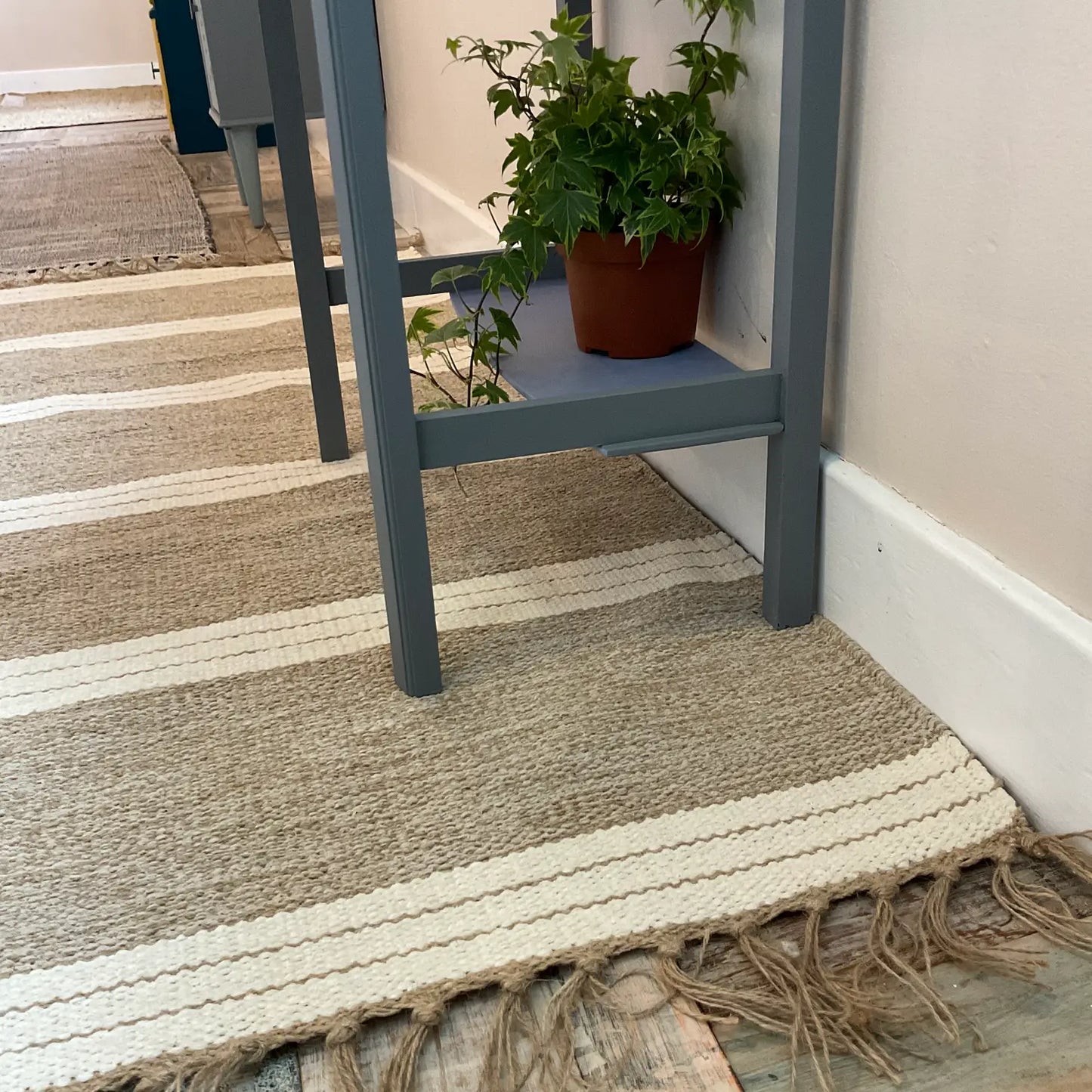 Reteela Living Room Rug Beige with Natural Striped 70 x 200 Design