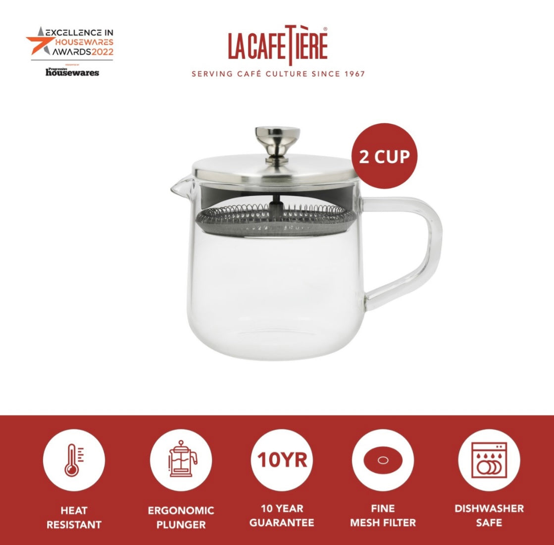 La Cafetiere Loose Leaf Glass Teapot, 2 Cup