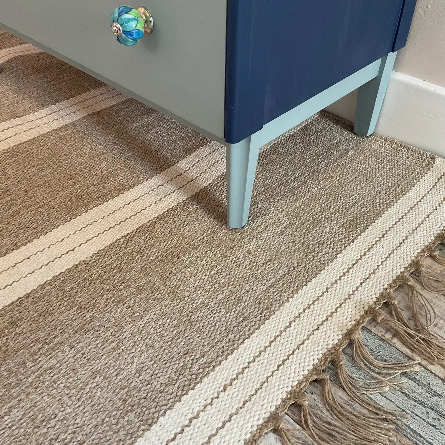 Reteela Living Room Rug Beige with Natural Striped 70 x 200 Design