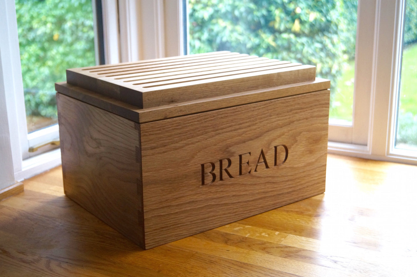 Engraved Wooden Bread Bin with Bread Board by Make Me Something Special