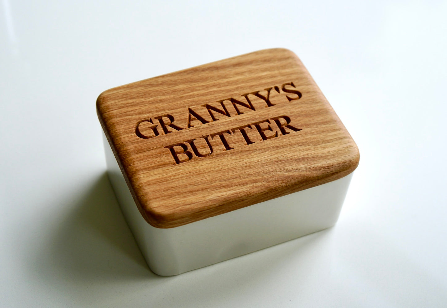 Personalised Oak Butter Dish by Make Me Something Special