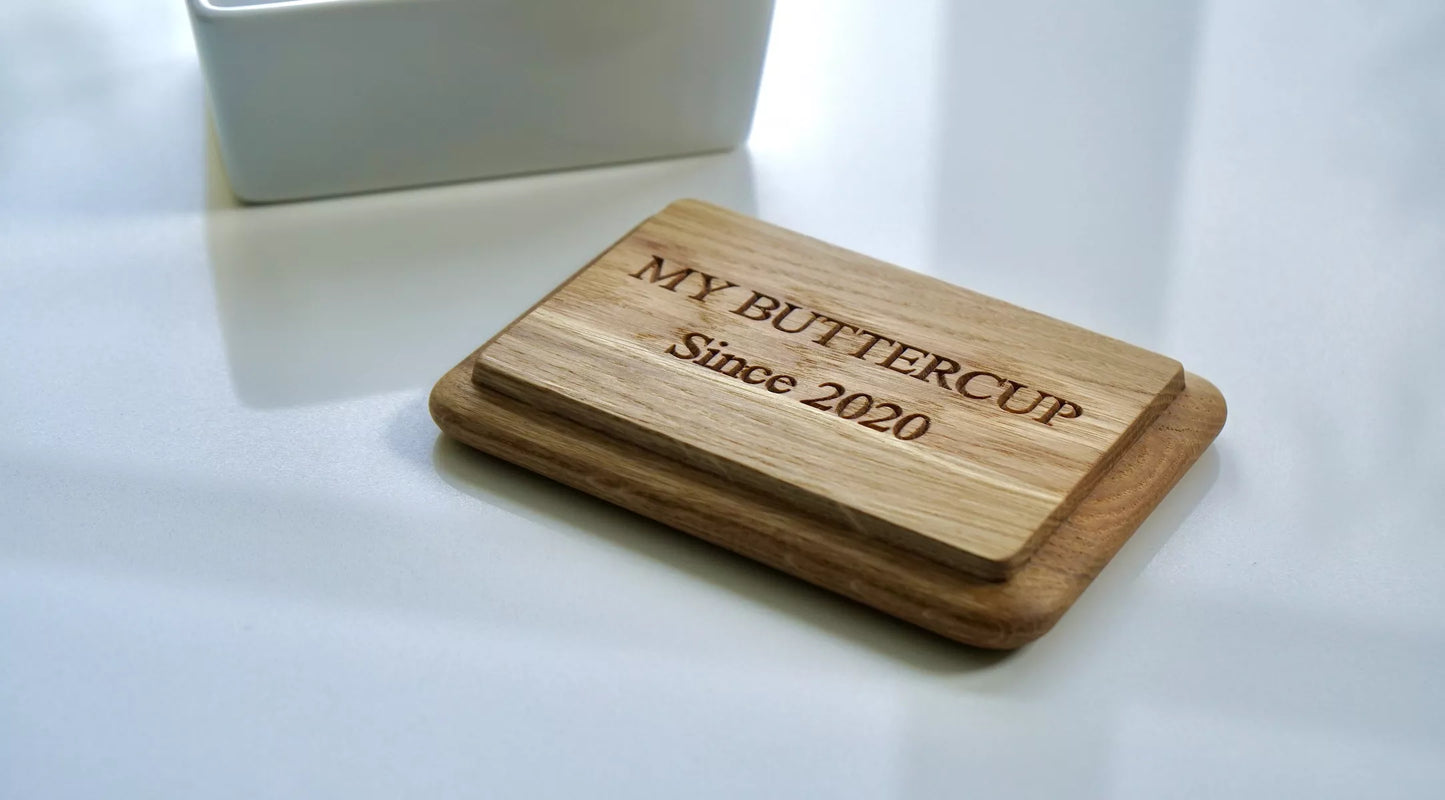 Personalised Oak Butter Dish by Make Me Something Special