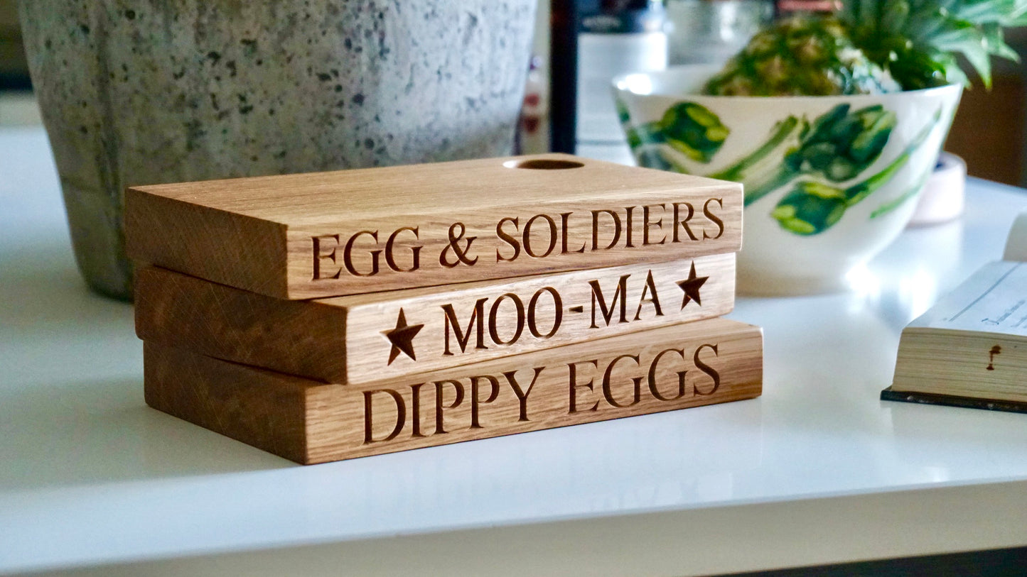 Personalised Oak Egg & Soldiers Board by Make Me Something Special (1 Egg)
