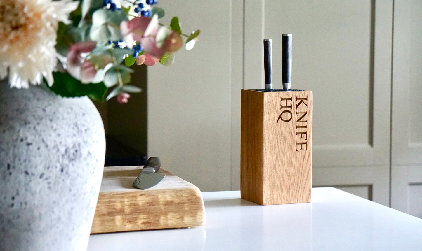 Personalised Oak Knife Holder by Make Me Something Special
