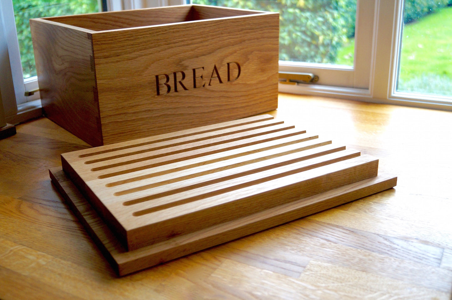 Engraved Wooden Bread Bin with Bread Board by Make Me Something Special