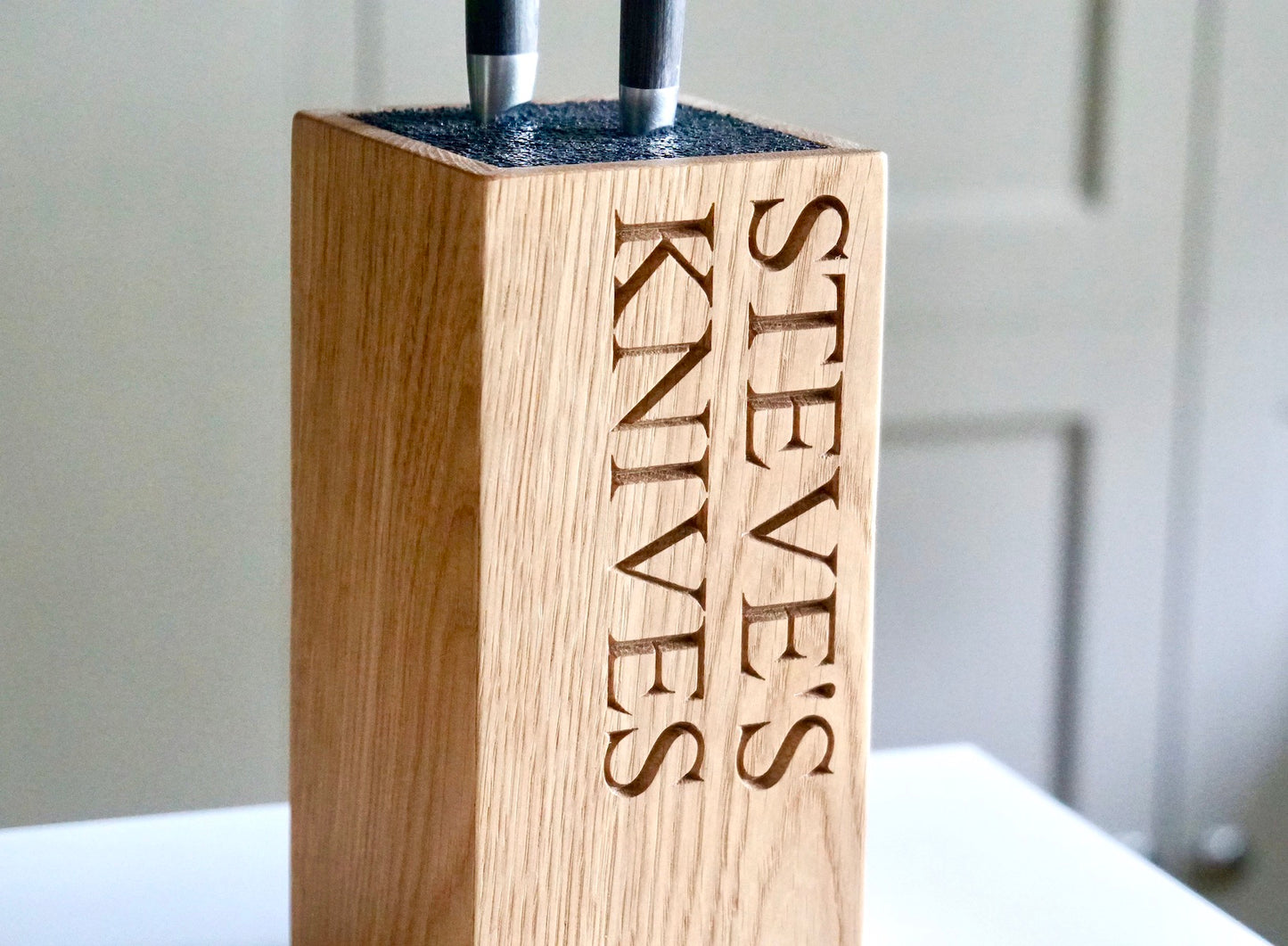 Personalised Oak Knife Holder by Make Me Something Special