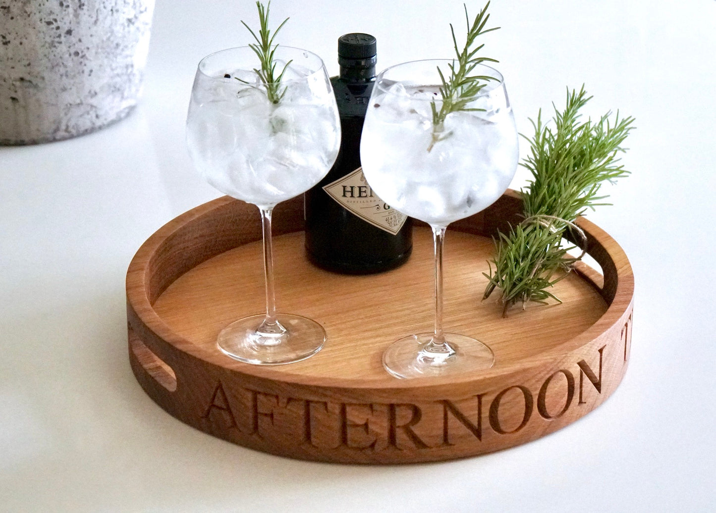 Personalised Round Oak Butlers Tray by Make Me Something Special
