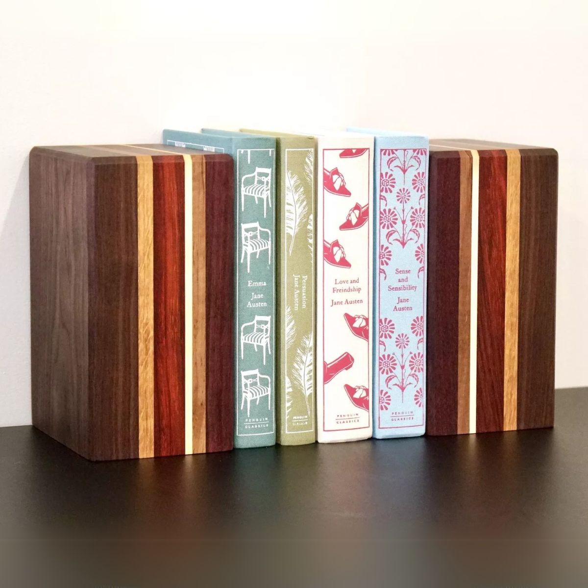 Stripy Wooden Bookends by Make Me Something Special (Single Bookend)