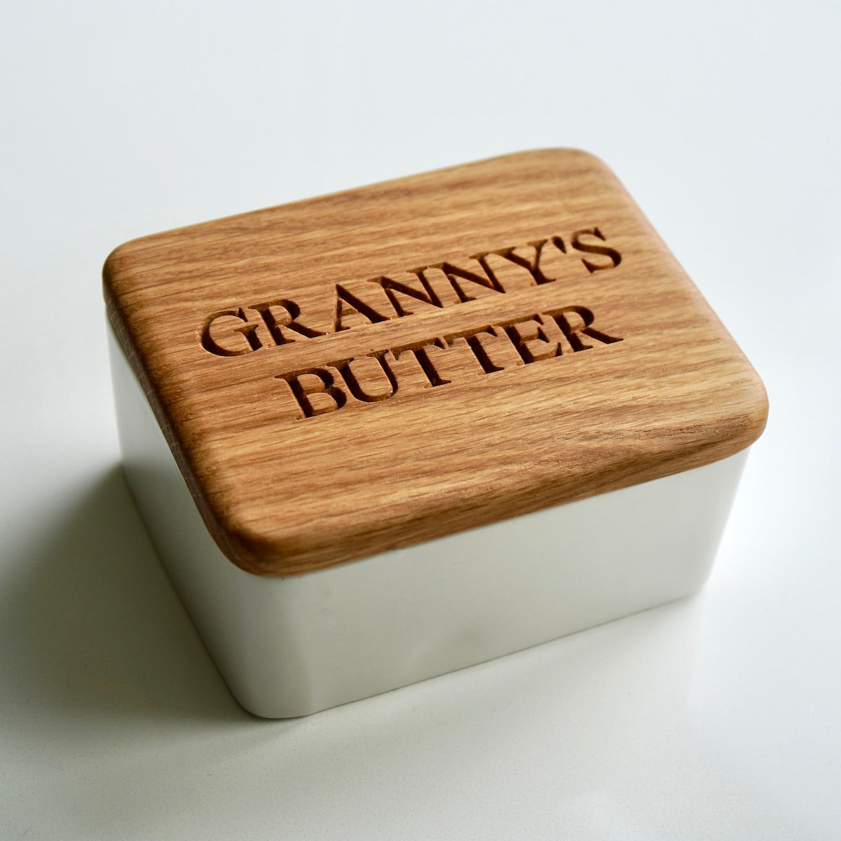 Personalised Oak Butter Dish by Make Me Something Special