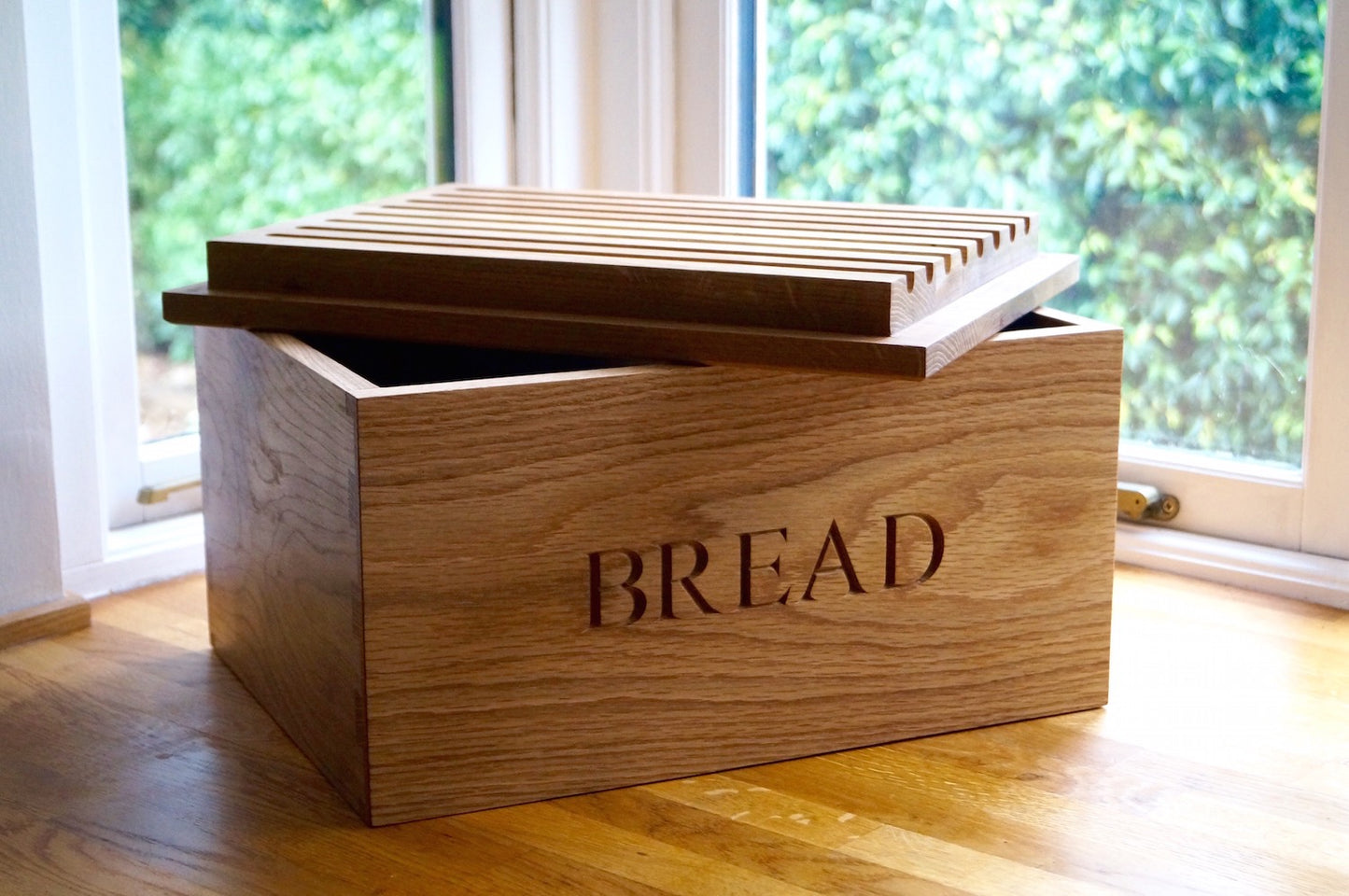 Engraved Wooden Bread Bin with Bread Board by Make Me Something Special