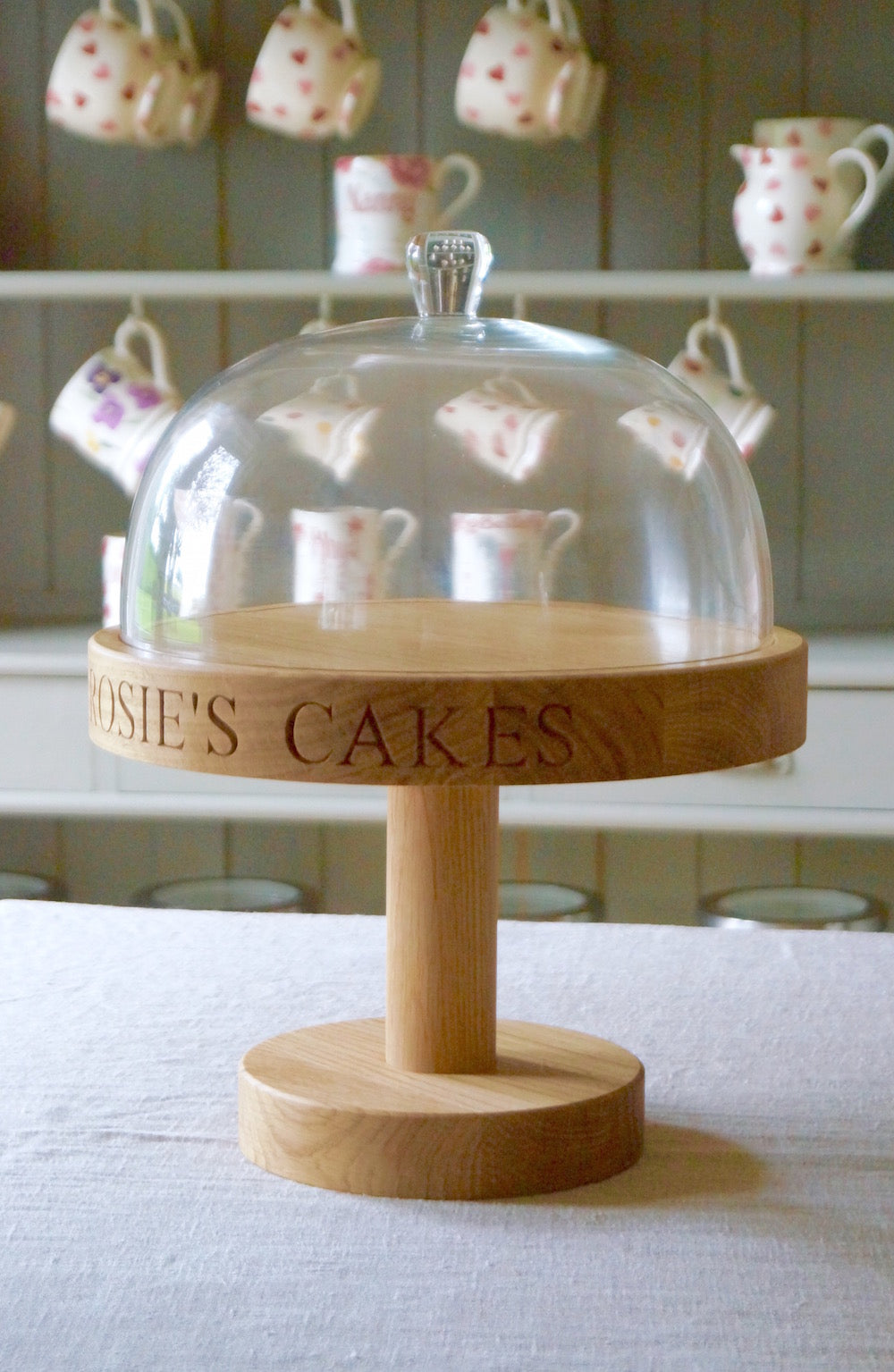 Personalised Wooden Cake Stand Dome by Make Me Something Special (With Stand)