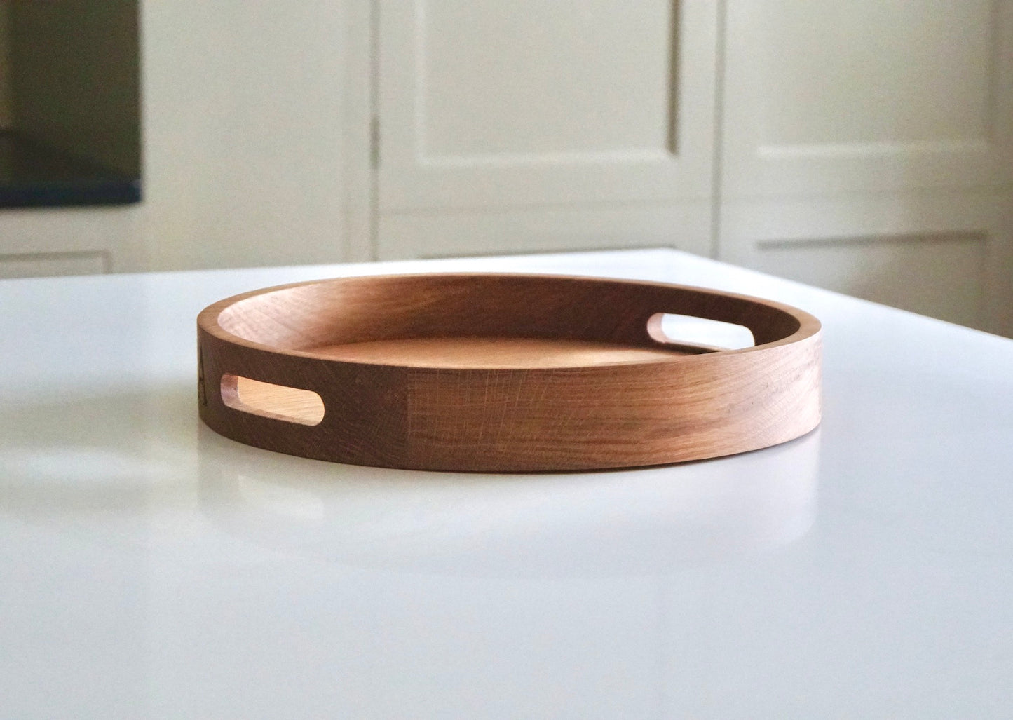 Personalised Round Oak Butlers Tray by Make Me Something Special