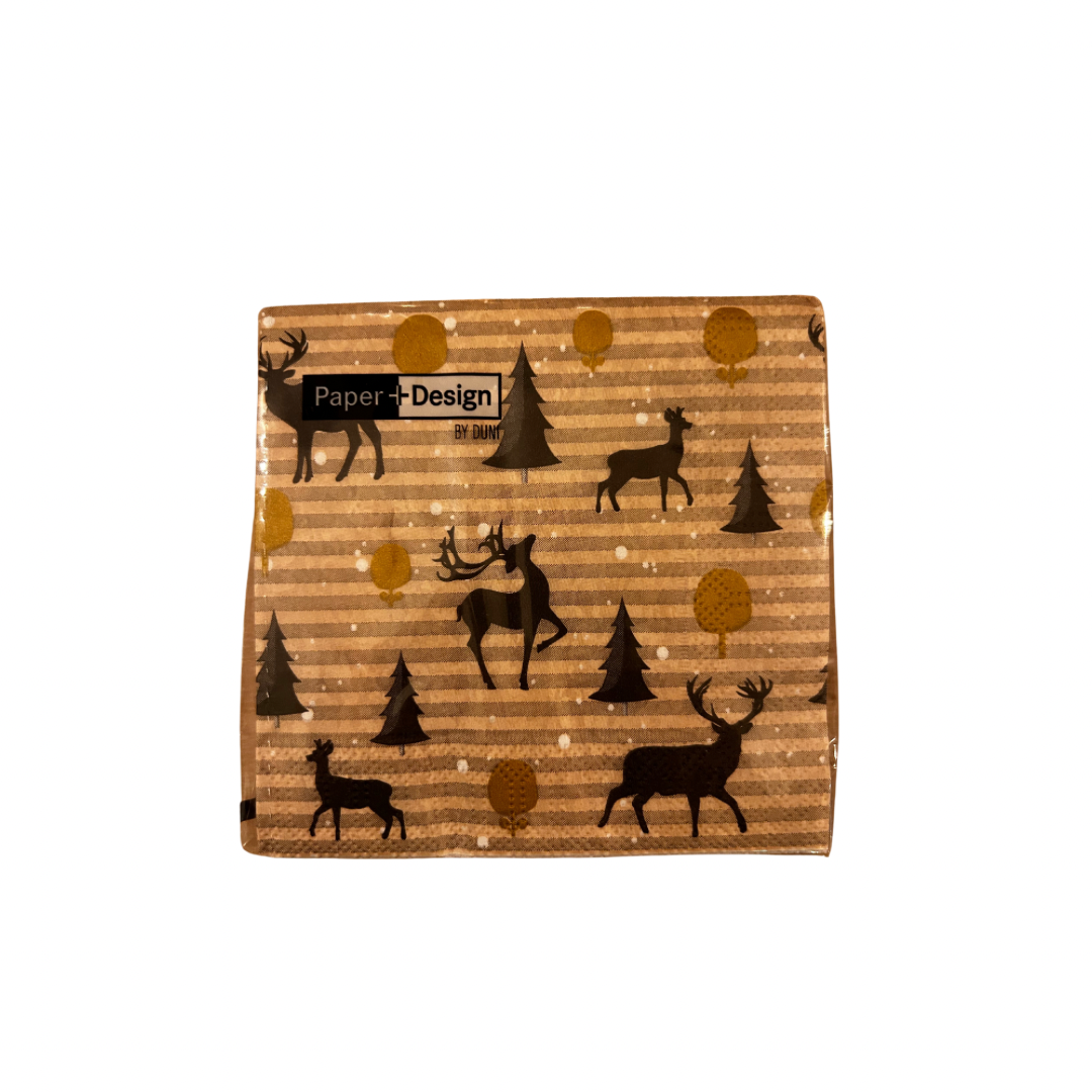 25 Christmas Paper Napkins  - Small - Deer