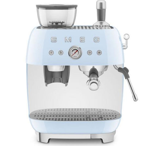 8017709329938 SMEG EGF03 Espresso Coffee Machine with Grinder in Pastel Blue EGF03PBUK Brambles Cookshop 1