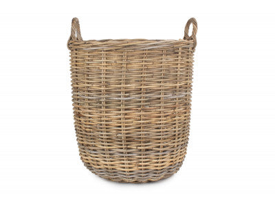 5060428556928 Medium Tall Round Fireside Grey Rattan Log Basket RA010/1 Brambles Cookshop 3