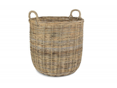 5060428556935 Large Tall Round Fireside Grey Rattan Log Basket RA010/2 Brambles Cookshop 1