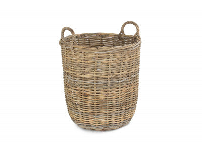 5060428556928 Medium Tall Round Fireside Grey Rattan Log Basket RA010/1 Brambles Cookshop 1