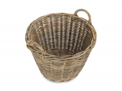 5060428556812 Round Grey Rattan Log Basket RA004 Brambles Cookshop 2