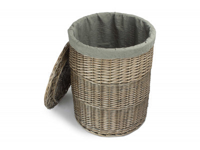 5056341806165 Large Antique Wash Round Laundry Basket With Grey Sage Lining H035GRY/2 Brambles Cookshop 2