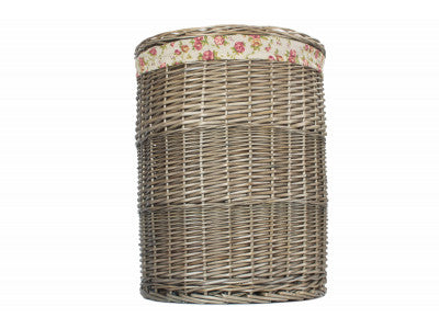 5060248647660 Large Antique Wash Round Laundry Basket With Garden Rose Lining H035R/2 Brambles Cookshop 3