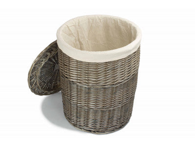 5060248645208 Large Antique Wash Round Laundry Basket With White Lining H035W/2 Brambles Cookshop 2