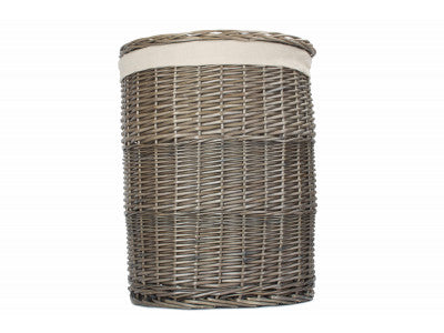 5060248645208 Large Antique Wash Round Laundry Basket With White Lining H035W/2 Brambles Cookshop 3