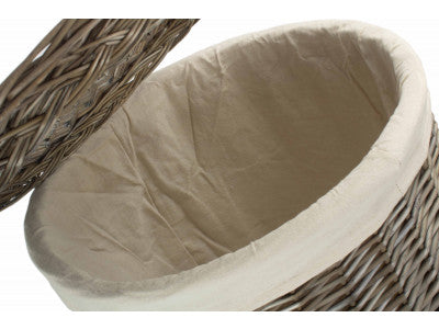 5060248645208 Large Antique Wash Round Laundry Basket With White Lining H035W/2 Brambles Cookshop 5